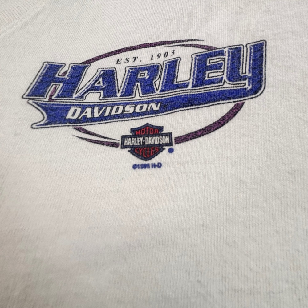 Vintage 1998 Harley Davidson T-Shirt Women's XL V-Neck Edison NJ White - Picture 4 of 9